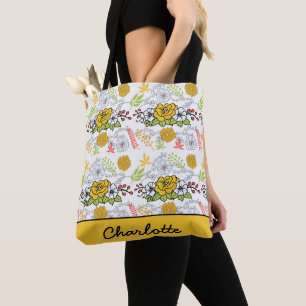 Greenery blossom florale patroon gepersonaliseerde draagtas