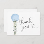 Greenery Blue Balloon Hartelijk dank Bedankkaart (Voorkant / Achterkant)