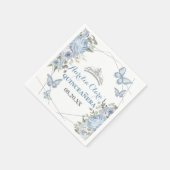 Greenery Blue Floral Butterflies 16e Quinceañera Servet (Hoek)