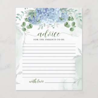 Greenery Blue hydrangea Advice Parents Baby shower