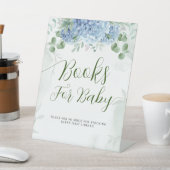 Greenery Blue hydrangea Books for Baby shower Reclamebord Met Voetstuk (Insitu)