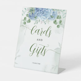Greenery Blue hydrangea Cards en Gift Baby shower Reclamebord Met Voetstuk