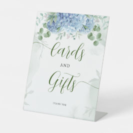 Greenery Blue hydrangea Cards en Gift Baby shower Reclamebord Met Voetstuk