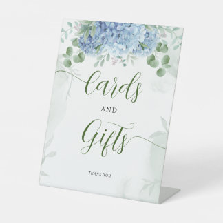 Greenery Blue hydrangea Cards en Gift Baby shower Reclamebord Met Voetstuk