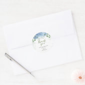 Greenery Blue hydrangea Dank u Baby shower Ronde Sticker (Envelop)