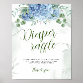 Greenery Blue hydrangea Diaper Baby shower Raffle Poster (Voorkant)
