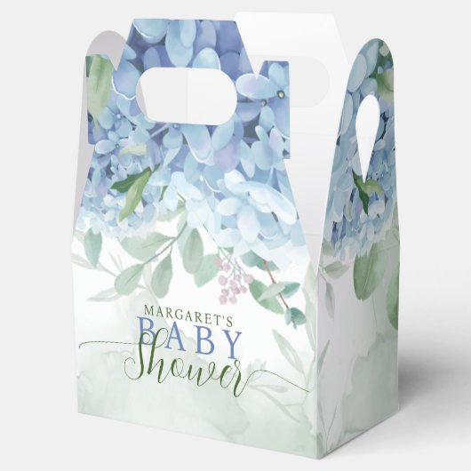 Greenery Blue hydrangea is een Baby shower Bedankdoosjes (Geopend)