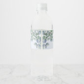 Greenery Blue Waterverf Water Fles Label Waterfles Etiket (Achterkant)