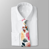 Greenery Blush Peach  Floral Pattern Stropdas (Gebonden)
