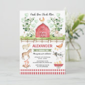 Greenery Boerderij Barnyard Animals Birthday Bash Kaart (Staand voorkant)