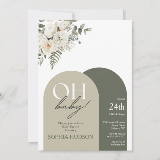 Greenery Boho Baby shower Kaart (Voorkant)