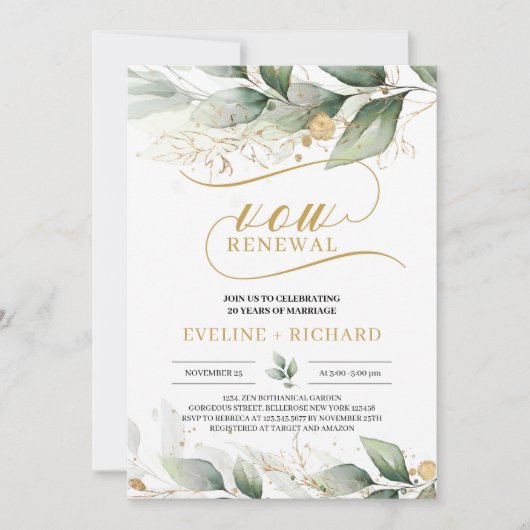 Greenery boho eucalyptus Gold verlaat hernieuwing Kaart (Voorkant)
