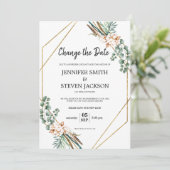 Greenery Boho Gliter Lijst wijzig de datum Kaart (Staand voorkant)
