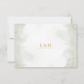 Greenery boho gold geometric watercolour wedding RSVP kaartje (Achterkant)