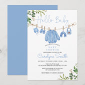 Greenery Boho Kleding Jongen Baby shower Kaart (Voorkant / Achterkant)