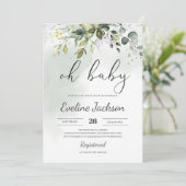 Greenery Boho Oh Baby shower Invitation Eucalyptus Kaart (Staand voorkant)