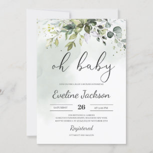 Greenery Boho Oh Baby shower Invitation Eucalyptus Kaart