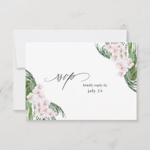 Greenery Boho Tropical Floral w Meal RSVP Card