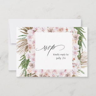 Greenery Boho Tropical Floral w Meal RSVP Card 2