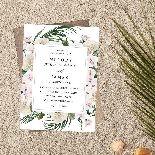 Greenery Boho Tropical Floral Wedding Kaart