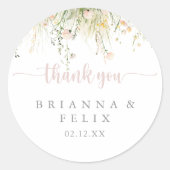 Greenery Boho Wildflower Bedankt voor de bruiloft Ronde Sticker (Voorkant)