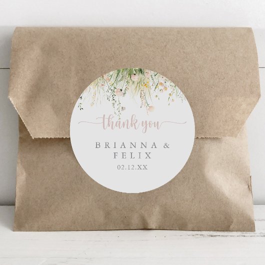 Greenery Boho Wildflower Bedankt voor de bruiloft Ronde Sticker