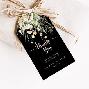 Greenery Boho Wildflower Black Wedding Bedankt Cadeaulabel