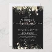Greenery Boho Wildflower Black Wedding Ontbijt Kaart (Voorkant)