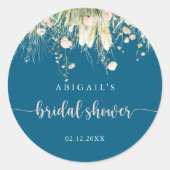 Greenery Boho Wildflower Navy Vrijgezellenfeest Fa Ronde Sticker (Voorkant)