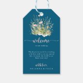 Greenery Boho Wildflower Navy Wedding Welkom Cadeaulabel (Voorkant)