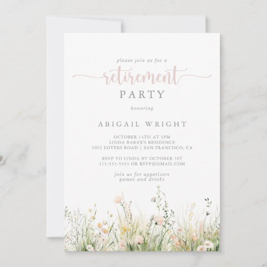 Greenery Boho Wildflower Retirement Party Kaart (Voorkant)