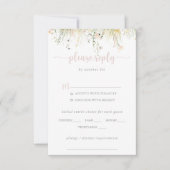 Greenery Boho Wildflower Wedding Menu Keuze RSVP (Voorkant)