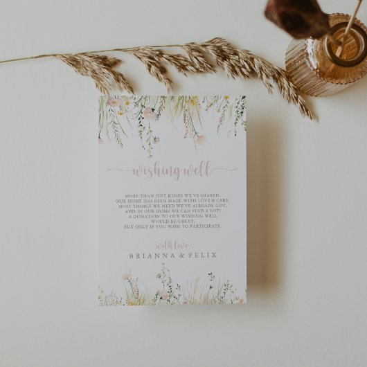 Greenery Boho Wildflower Wedding Wishing Well Informatiekaartje