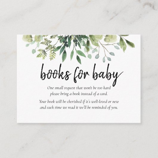 Greenery Book Request Baby shower Enclosure Informatiekaartje (Voorkant)