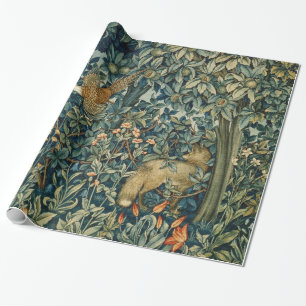 GREENERY, BOSBOUWDIEREN, fazant, vossen, groene bl Cadeaupapier