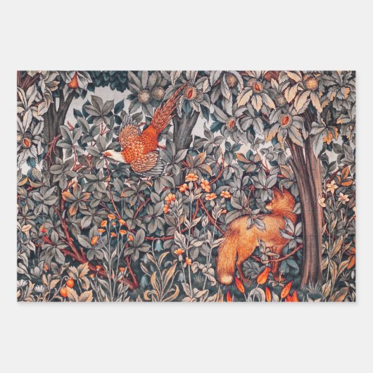 GREENERY, BOSBOUWDIEREN, fazant, vossen, groene bl Inpakpapier Vel (Voorkant 2)