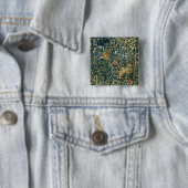 GREENERY, BOSBOUWDIEREN, fazant, vossen, groene bl Vierkante Button 5,1 Cm (In situ)