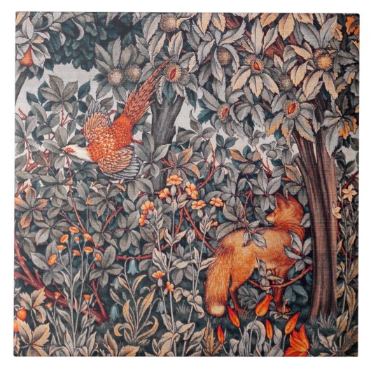 GREENERY, BOSSTE DIEREN, fazant, rode vossen Tegeltje (Voorkant)