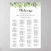 Greenery Botanical Alfabetical Seating Chart Poster (Voorkant)