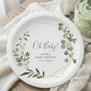 Greenery Botanical Baby shower Papieren Bordje