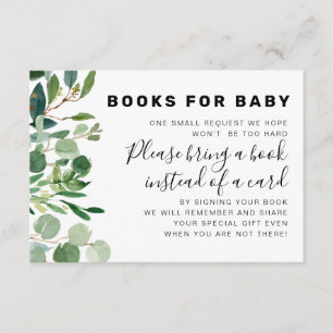 Greenery Botanical Book Aanvraag voor Baby shower Informatiekaartje