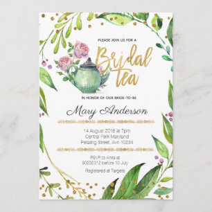 Greenery Botanical Bridal Tea Party Kaart