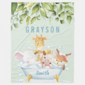 Greenery Botanical Cute Baby Animals in een buisje Fleece Deken (Voorkant)