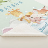 Greenery Botanical Cute Baby Animals in een buisje Sherpa Deken (3/4)