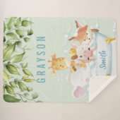 Greenery Botanical Cute Baby Animals in een buisje Sherpa Deken (Voorkant (horizontaal))