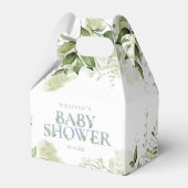 Greenery Botanical Dusty Blue Baby shower Bedankdoosjes (Voorkant Zijde)