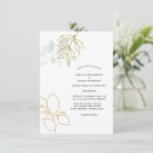 Greenery Botanical Faux Gold Leaf Wedding Kaart (Staand voorkant)