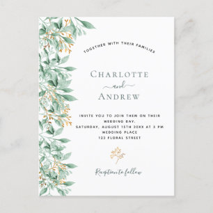 Greenery botanical floral gold bruiloft briefkaart