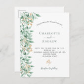 Greenery botanical floral gold bruiloft briefkaart (Voorkant / Achterkant)