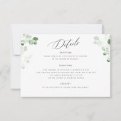 Greenery Botanical Floral Wedding Details Kaart (Voorkant)